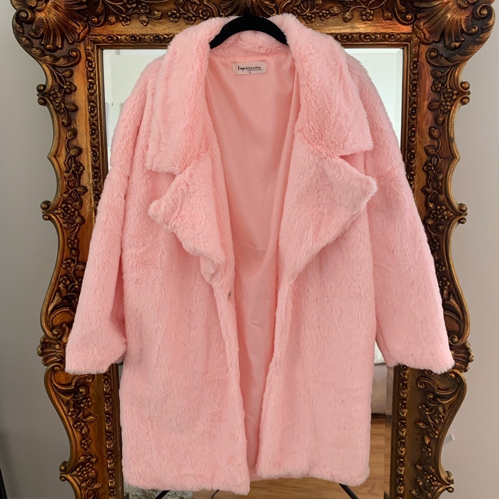 Pink Faux Fur Coat NEVER WORN